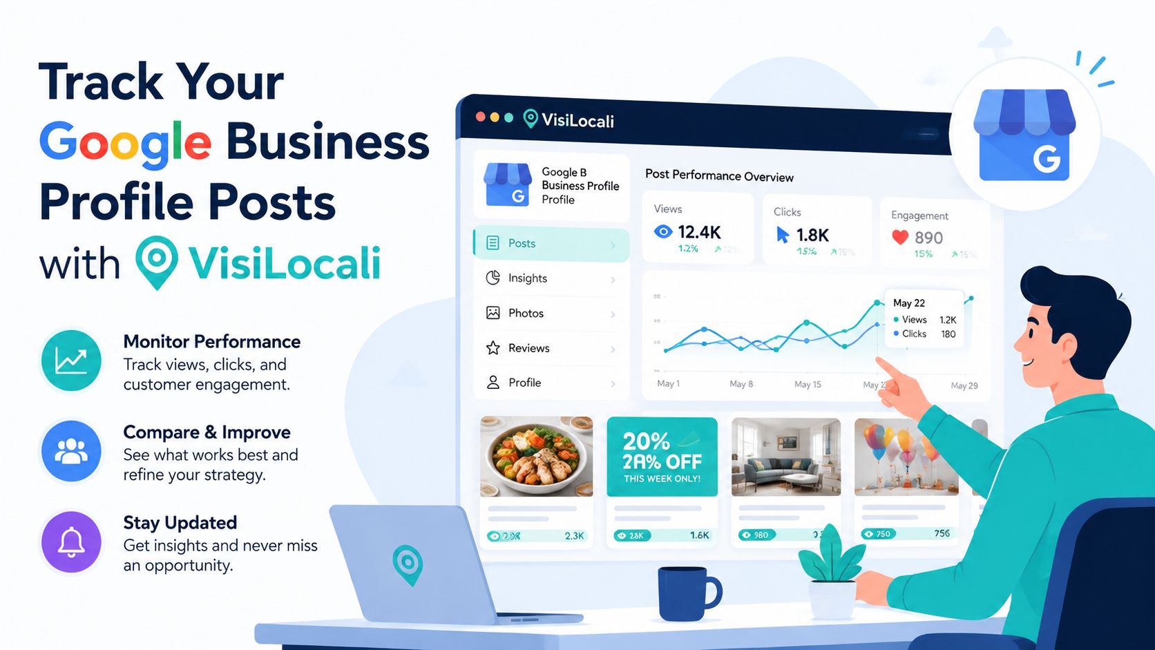Google My Business Post: Types, Best Practices and Tips 4 - VisiLocali Screenshot from https://visilocali.com/app/post-analyser-dashboard