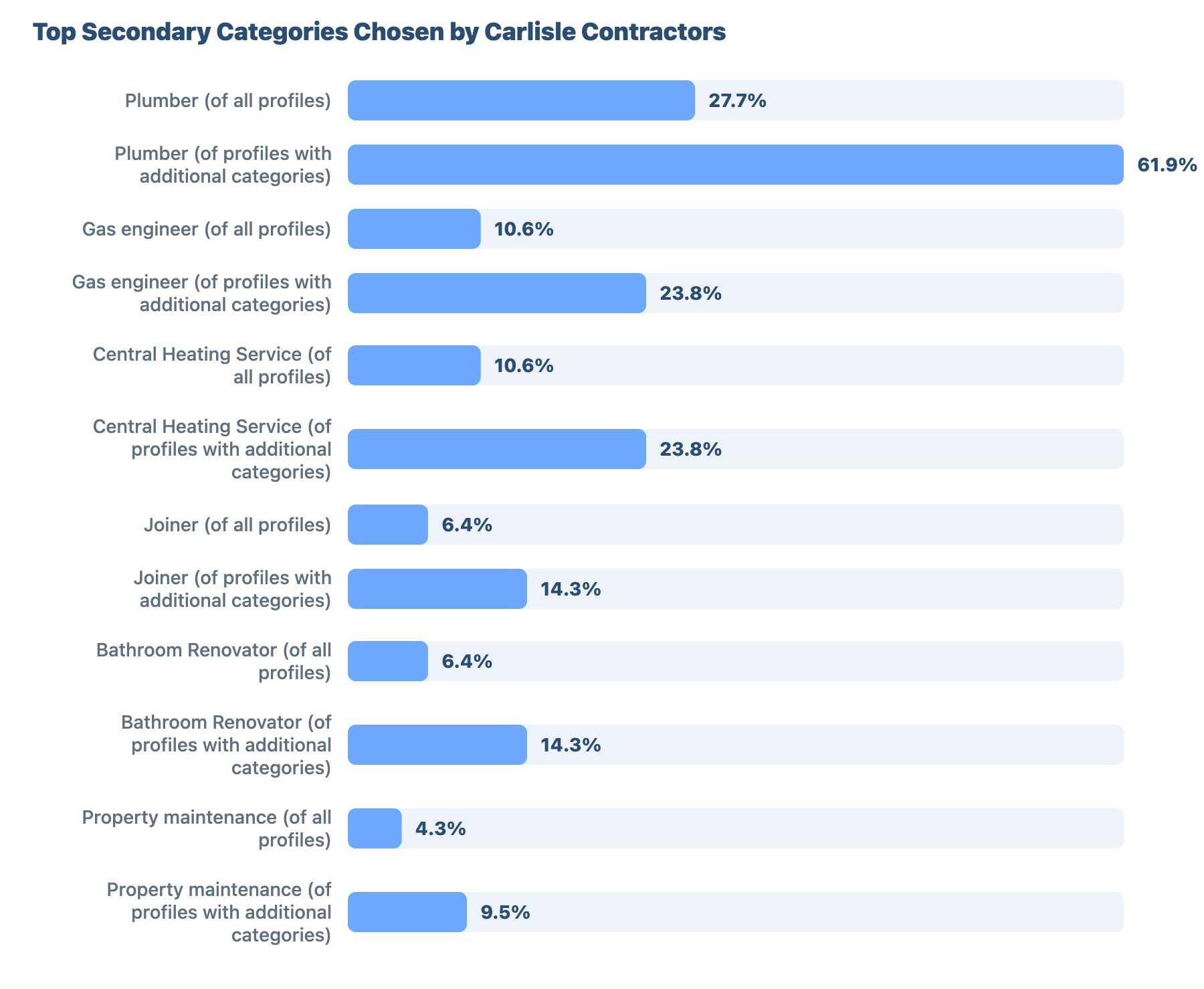 Local SEO for Plumbers and Gas Engineers in Carlisle: Research & Benchmark Report 32 - VisiLocali Top Secondary Categories Chosen by Carlisle Contractors
